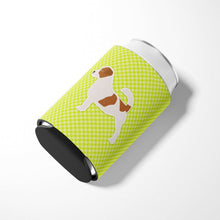 Load image into Gallery viewer, Jack Russell Terrier Checkerboard Green Can or Bottle Hugger BB3807CC