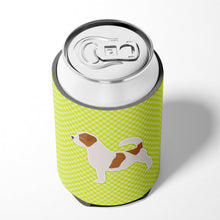 Load image into Gallery viewer, Jack Russell Terrier Checkerboard Green Can or Bottle Hugger BB3807CC