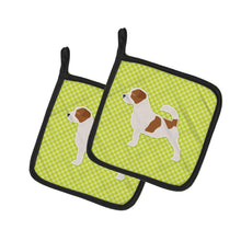 Load image into Gallery viewer, Jack Russell Terrier Checkerboard Green Pot Holders - Set of 2 - Heat-Resistant Kitchen Essentials BB3807PTHD
