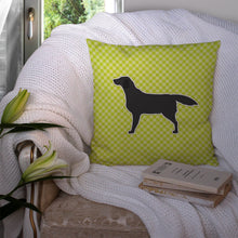 Load image into Gallery viewer, Black Labrador Retriever Checkerboard Green Throw Pillow - 14x14 Decorative Pillow – Art for Your Home &amp; Patio BB3808PW1414