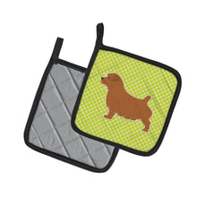 Load image into Gallery viewer, Norfolk Terrier Checkerboard Green Pot Holders - Set of 2 - Heat-Resistant Kitchen Essentials BB3809PTHD