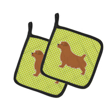 Load image into Gallery viewer, Norfolk Terrier Checkerboard Green Pot Holders - Set of 2 - Heat-Resistant Kitchen Essentials BB3809PTHD
