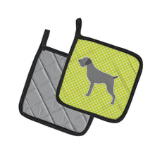 Load image into Gallery viewer, German Wirehaired Pointer Checkerboard Green Pot Holders - Set of 2 - Heat-Resistant Kitchen Essentials BB3811PTHD