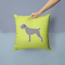 Load image into Gallery viewer, German Wirehaired Pointer Checkerboard Green Throw Pillow - 14x14 Decorative Pillow – Art for Your Home &amp; Patio BB3811PW1414