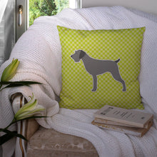 Load image into Gallery viewer, German Wirehaired Pointer Checkerboard Green Throw Pillow - 14x14 Decorative Pillow – Art for Your Home &amp; Patio BB3811PW1414