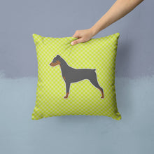 Load image into Gallery viewer, German Pinscher Checkerboard Green Throw Pillow - 14x14 Decorative Pillow – Art for Your Home &amp; Patio BB3813PW1414