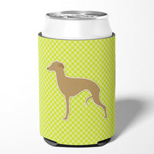Load image into Gallery viewer, Italian Greyhound Checkerboard Green Can or Bottle Hugger BB3814CC