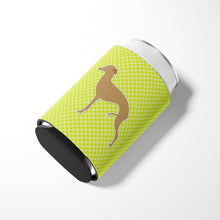 Load image into Gallery viewer, Italian Greyhound Checkerboard Green Can or Bottle Hugger BB3814CC