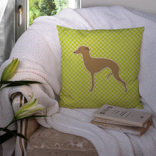Load image into Gallery viewer, Italian Greyhound Checkerboard Green Throw Pillow - 14x14 Decorative Pillow – Art for Your Home &amp; Patio BB3814PW1414