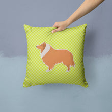 Load image into Gallery viewer, Collie Checkerboard Green Throw Pillow - 14x14 Decorative Pillow – Art for Your Home &amp; Patio BB3816PW1414