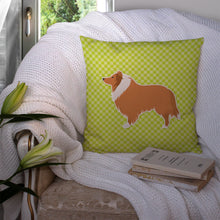 Load image into Gallery viewer, Collie Checkerboard Green Throw Pillow - 14x14 Decorative Pillow – Art for Your Home &amp; Patio BB3816PW1414