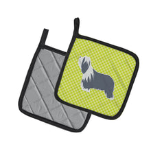 Load image into Gallery viewer, Bearded Collie Checkerboard Green Pot Holders - Set of 2 - Heat-Resistant Kitchen Essentials BB3817PTHD