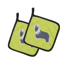 Load image into Gallery viewer, Bearded Collie Checkerboard Green Pot Holders - Set of 2 - Heat-Resistant Kitchen Essentials BB3817PTHD