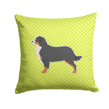 Load image into Gallery viewer, Bernese Mountain Dog Checkerboard Green Throw Pillow - 14x14 Decorative Pillow – Art for Your Home &amp; Patio BB3819PW1414