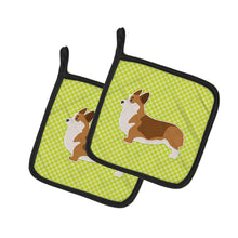 Load image into Gallery viewer, Corgi Checkerboard Green Pot Holders - Set of 2 - Heat-Resistant Kitchen Essentials BB3820PTHD