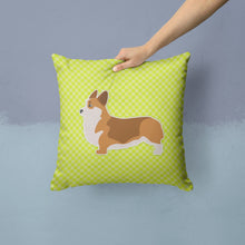Load image into Gallery viewer, Corgi Checkerboard Green Throw Pillow - 14x14 Decorative Pillow – Art for Your Home &amp; Patio BB3820PW1414