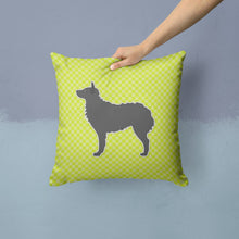 Load image into Gallery viewer, Croatian Sheepdog Checkerboard Green Throw Pillow - 14x14 Decorative Pillow – Art for Your Home &amp; Patio BB3821PW1414