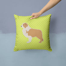 Load image into Gallery viewer, Red Border Collie Checkerboard Green Throw Pillow - 14x14 Decorative Pillow – Art for Your Home &amp; Patio BB3822PW1414