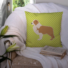 Load image into Gallery viewer, Red Border Collie Checkerboard Green Throw Pillow - 14x14 Decorative Pillow – Art for Your Home &amp; Patio BB3822PW1414