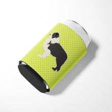 Load image into Gallery viewer, Black Border Collie Checkerboard Green Can or Bottle Hugger BB3823CC