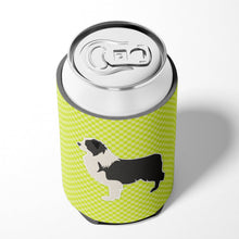Load image into Gallery viewer, Black Border Collie Checkerboard Green Can or Bottle Hugger BB3823CC