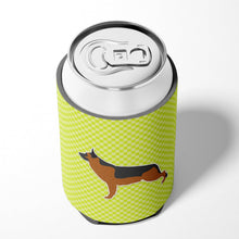 Load image into Gallery viewer, German Shepherd Checkerboard Green Can or Bottle Hugger BB3824CC