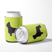 Load image into Gallery viewer, Briard Checkerboard Green Can or Bottle Hugger BB3826CC