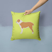 Load image into Gallery viewer, Central Asian Shepherd Dog Checkerboard Green Throw Pillow - 14x14 Decorative Pillow – Art for Your Home &amp; Patio BB3828PW1414