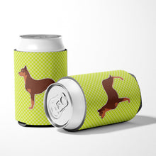 Load image into Gallery viewer, Australian Kelpie Dog Checkerboard Green Can or Bottle Hugger BB3829CC