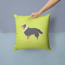 Load image into Gallery viewer, Sheltie/Shetland Sheepdog Checkerboard Green Throw Pillow - 14x14 Decorative Pillow – Art for Your Home &amp; Patio BB3830PW1414