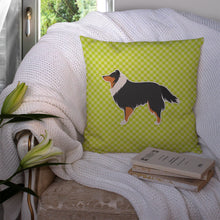 Load image into Gallery viewer, Sheltie/Shetland Sheepdog Checkerboard Green Throw Pillow - 14x14 Decorative Pillow – Art for Your Home &amp; Patio BB3830PW1414
