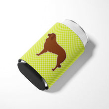 Load image into Gallery viewer, Portuguese Sheepdog Dog Checkerboard Green Can or Bottle Hugger BB3831CC