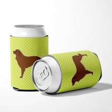 Load image into Gallery viewer, Portuguese Sheepdog Dog Checkerboard Green Can or Bottle Hugger BB3831CC