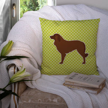 Load image into Gallery viewer, Portuguese Sheepdog Dog Checkerboard Green Throw Pillow - 14x14 Decorative Pillow – Art for Your Home &amp; Patio BB3831PW1414