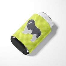 Load image into Gallery viewer, Polish Lowland Sheepdog Dog Checkerboard Green Can or Bottle Hugger BB3832CC