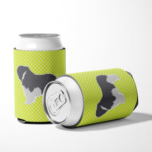 Load image into Gallery viewer, Polish Lowland Sheepdog Dog Checkerboard Green Can or Bottle Hugger BB3832CC
