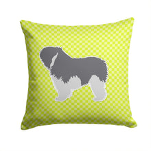 Load image into Gallery viewer, Polish Lowland Sheepdog Dog Checkerboard Green Throw Pillow - 14x14 Decorative Pillow – Art for Your Home &amp; Patio BB3832PW1414