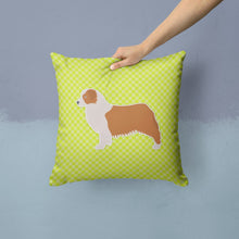 Load image into Gallery viewer, Australian Shepherd Dog Checkerboard Green Throw Pillow - 14x14 Decorative Pillow – Art for Your Home &amp; Patio BB3833PW1414
