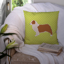 Load image into Gallery viewer, Australian Shepherd Dog Checkerboard Green Throw Pillow - 14x14 Decorative Pillow – Art for Your Home &amp; Patio BB3833PW1414