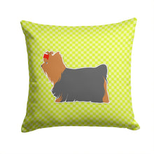 Load image into Gallery viewer, Yorkshire Terrier Yorkie Checkerboard Green Throw Pillow - 14x14 Decorative Pillow – Art for Your Home &amp; Patio BB3834PW1414