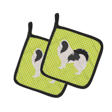 Load image into Gallery viewer, Japanese Chin Checkerboard Green Pot Holders - Set of 2 - Heat-Resistant Kitchen Essentials BB3837PTHD