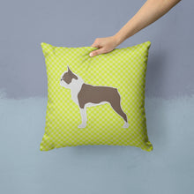 Load image into Gallery viewer, Boston Terrier Checkerboard Green Throw Pillow - 14x14 Decorative Pillow – Art for Your Home &amp; Patio BB3844PW1414