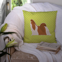 Load image into Gallery viewer, Shih Tzu Checkerboard Green Throw Pillow - 14x14 Decorative Pillow – Art for Your Home &amp; Patio BB3846PW1414