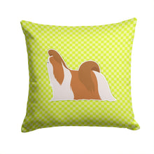 Load image into Gallery viewer, Shih Tzu Checkerboard Green Throw Pillow - 14x14 Decorative Pillow – Art for Your Home &amp; Patio BB3846PW1414