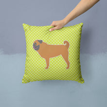 Load image into Gallery viewer, Pug Checkerboard Green Throw Pillow - 14x14 Decorative Pillow – Art for Your Home &amp; Patio BB3847PW1414