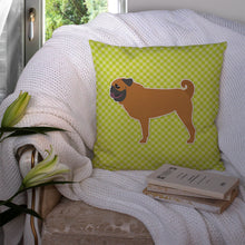 Load image into Gallery viewer, Pug Checkerboard Green Throw Pillow - 14x14 Decorative Pillow – Art for Your Home &amp; Patio BB3847PW1414