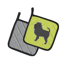 Load image into Gallery viewer, Affenpinscher Checkerboard Green Pot Holders - Set of 2 - Heat-Resistant Kitchen Essentials BB3848PTHD