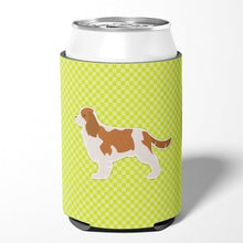 Load image into Gallery viewer, Cavalier King Charles Spaniel Checkerboard Green Can or Bottle Hugger BB3849CC