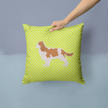Load image into Gallery viewer, Cavalier King Charles Spaniel Checkerboard Green Throw Pillow - 14x14 Decorative Pillow – Art for Your Home &amp; Patio BB3849PW1414