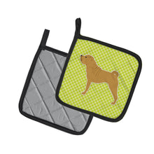 Load image into Gallery viewer, Shar Pei Checkerboard Green Pot Holders - Set of 2 - Heat-Resistant Kitchen Essentials BB3852PTHD
